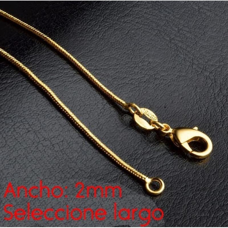 Collar cadena diseño cola de topo con acabado oro 9k de 2 mm de ancho