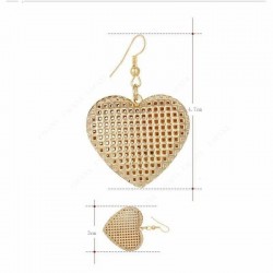 Pendientes dorados de fiesta para mujer con diseño de corazón