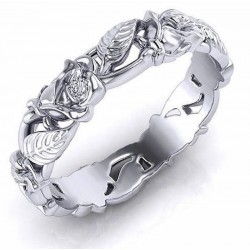 Anillo de mujer chapado en plata con adornos florales  en Talla 14