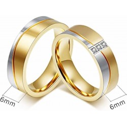 Alianzas de pedida de acero inoxidable quirúrgico con pequeños diamantes blancos de laboratorio