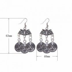 Pendientes redondos colgantes chapados en plata 925 diseño vintage