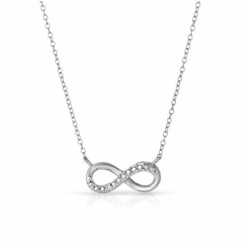 Collar con colgante de plata de ley 925 diseñado con símbolo infinito y circonitas