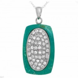 Espectacular colgante de plata 925 para mujer con gran piedra turquesa azul y circonias blancas