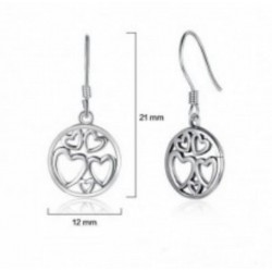 Pendientes redondos de plata de ley 925 con diseño corazón