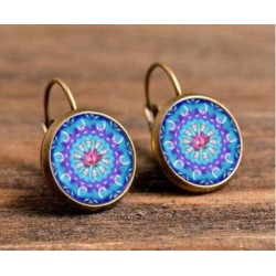 Pendientes de bronce con diseño esmaltado mandala