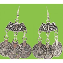 Pendientes redondos colgantes chapados en plata 925 diseño vintage