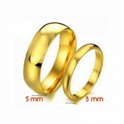 Alianzas de boda clásicas de acero inoxidable chapadas en oro amarillo