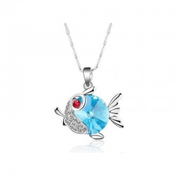 Collar para mujer con pez de cristal azul cielo