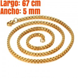 Cadena de acero inoxidable dorada de 67 cm de largo y 5 mm de ancho