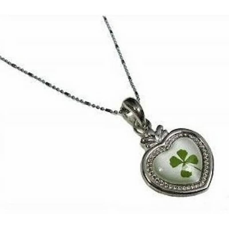 Collar de acero inoxidable chapado en plata con acrílico y diseñado trébol de Irlanda