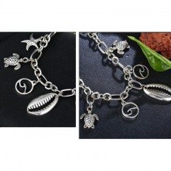 Estilo Innovador: Pulsera de Acero con Diseño de Tobillera y Encantos chapados en plata