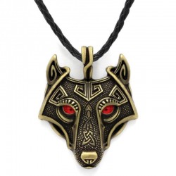 Collar Cabeza de Loba con Cadena y Cordón