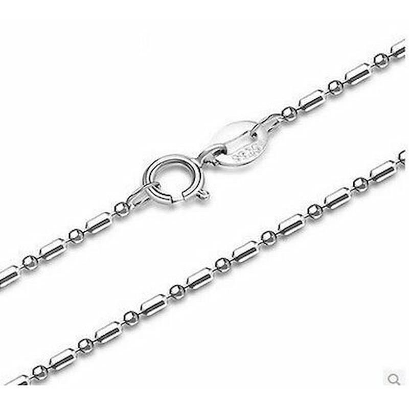 Cadena de acero chapado en plata diseñada con pequeños rectángulos de 1,5 mm de ancho