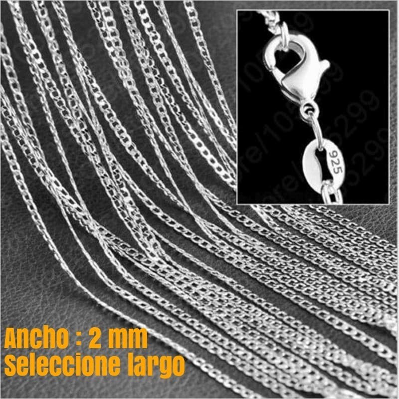 Cadena chapada en plata de ley 925 de 2 mm de ancho