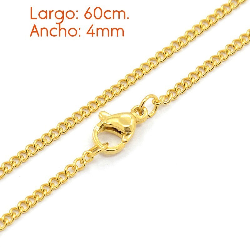 Collar cadena de acero chapado 14k con eslabón de 4 mm de ancho