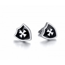 Pendientes con escudo templario en color rojo o negro de diseño medieval