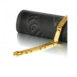 Pulsera de acero inoxidable chapada en oro 18k diseñada con cruz