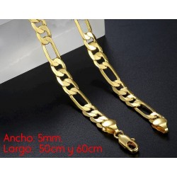 Cadena collar diseño fígaro chapada en oro 18k de 5mm de ancho