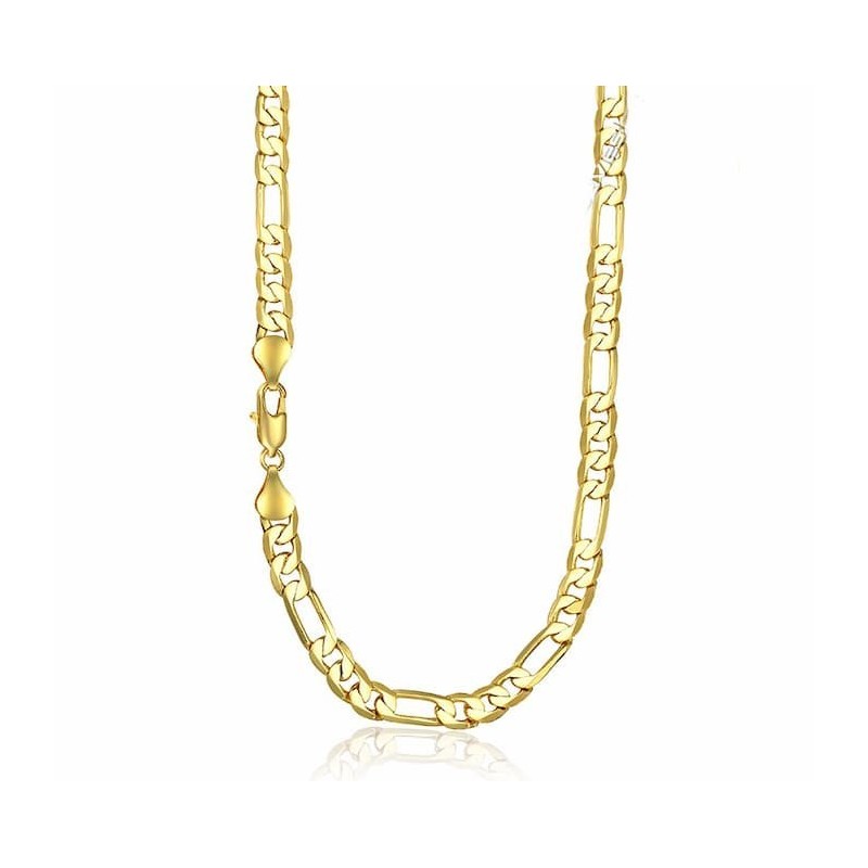 Cadena collar diseño fígaro chapada en oro 18k de 5mm de ancho