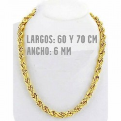 Cordón cadena chapado en oro de 18 k diseño rolo de 6mm de ancho
