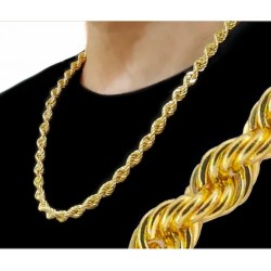 Cordón cadena chapado en oro de 18 k diseño rolo de 6mm de ancho