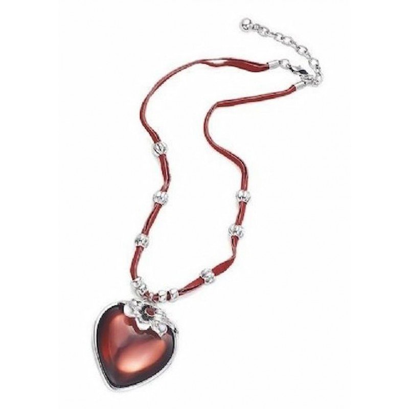 Espectacular collar con colgante corazón de resina fabricado en acero bañado en plata
