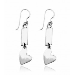 Pendientes largos de plata de ley 925 diseño corazón