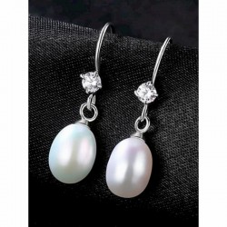 Pendientes de plata 925 con perlas de lagrimas blancas y circonias