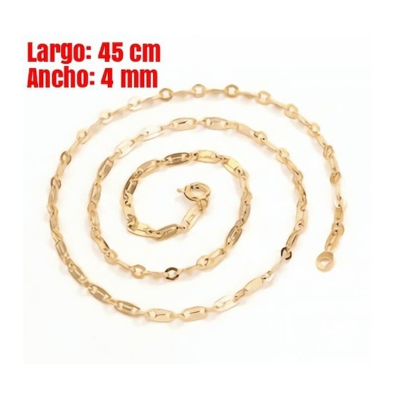Collar cadena de cuello para mujer chapada oro 9k  de 4 mm de ancho