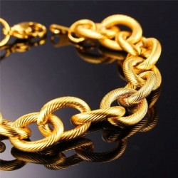 Collar de cadena de acero chapado en oro 18k con eslabones de 46cm fabricado en Italia