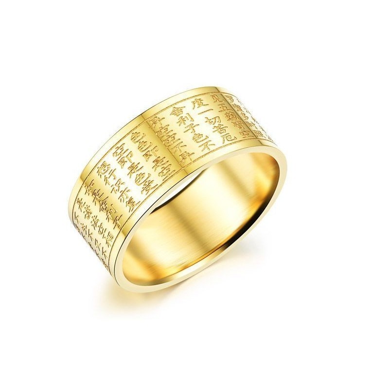 Anillo de mujer diseño budista chapado en oro de 14k