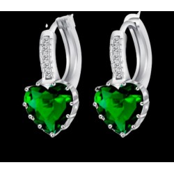 Pendientes de acero chapados en plata con piedra verde o roja