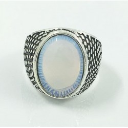 Anillos para hombres con piedras grandes azules, talla 24