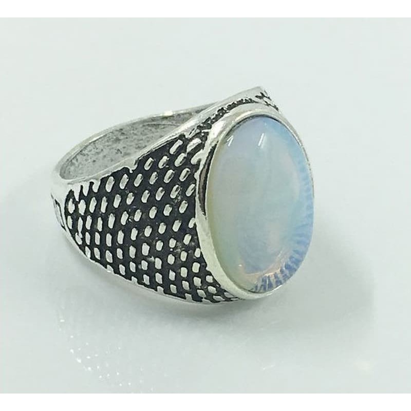 Anillos para hombres con piedras grandes azules, talla 24