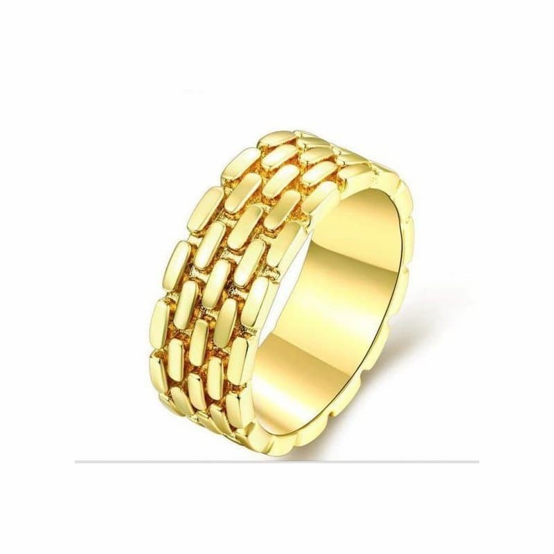 Anillo de acero inoxidable para hombre acabado en oro 18k