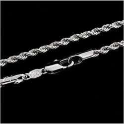 Cadena de aceron acabado oro blanco de 14 k de 45 cm de largo