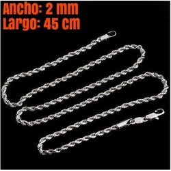 Cadena de aceron acabado oro blanco de 14 k de 45 cm de largo