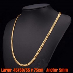 Cadena collar de acero chapada en oro amarillo 14 k