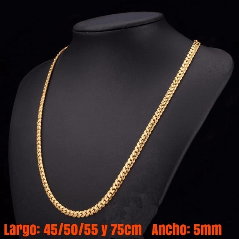 Cadena collar de acero chapada en oro amarillo 14 k