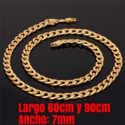 Cadena collar bañada en oro 9 k de 7mm - elija largo