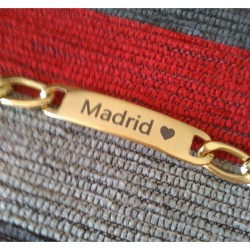 Pulsera de acero inoxidable chapado en oro 14k diseño homenaje a Madrid