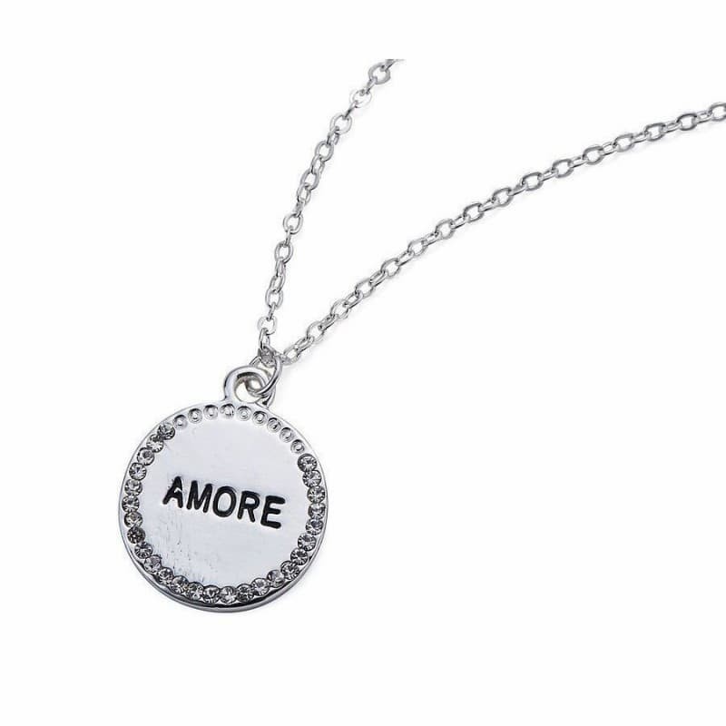 Collar de mujer bañado en plata con cadena de 40 cm y colgante Amor