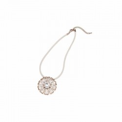 Collar para mujer en acero chapado en oro rosa con colgante diseño de flor