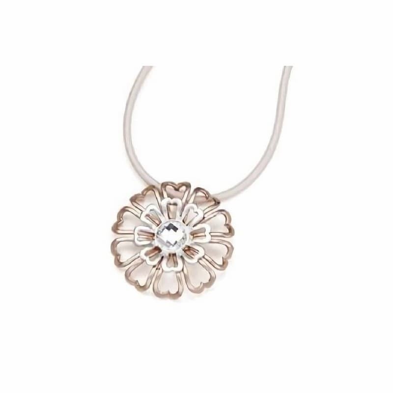 Collar para mujer en acero chapado en oro rosa con colgante diseño de flor