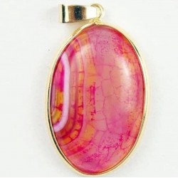 Colgante de acero chapado en oro de 9k con piedra imitación ágata