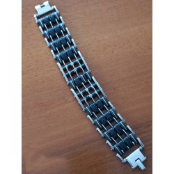 Pulsera de hombre diseño bike muy ancha de acero inoxidable y goma de 21,5 cm de largo