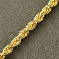 Pulsera de acero dorado de cordón salomónico de 20 cm de largo