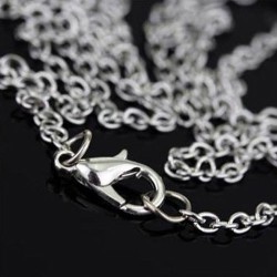 Collar de mujer con cadena de 42 cm de largo y colgante acero chapado en plata con piedra roja