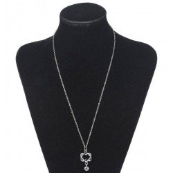 Collar para mujer fabricado en acero chapado en plata con cadena de 51 cm de largo y piedras de cristal blanco