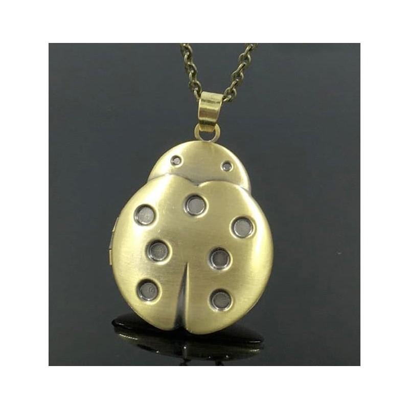 Collar de acero inoxidable con medallón difusor para aceites esenciales y diseño de rejilla decorativa.